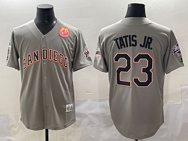 Men 2025 San Diego Padres #23 Tatis jr Grey Throwback Game Nike MLB Jersey style 6->san diego padres->MLB Jersey